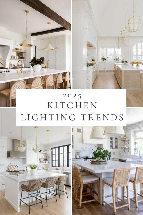 Beautiful kitchen pendant lighting ideas and 2025 trends, with dream kitchen design inspiration, height guidelines, and tips for choosing light fixtures for large and small kitchen islands!