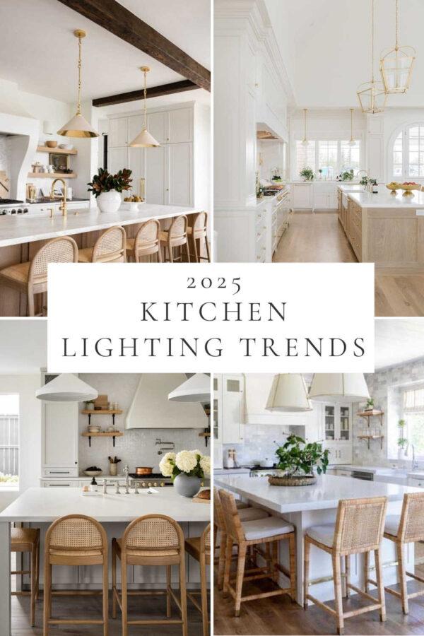 Beautiful kitchen pendant lighting ideas and 2025 trends, with dream kitchen design inspiration, height guidelines, and tips for choosing light fixtures for large and small kitchen islands!