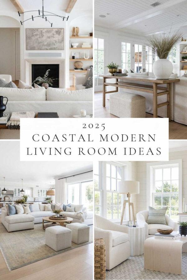 Beautiful modern coastal living room ideas and trends for 2025, with home decor, California casual design, beach house style, small living room ideas, color inspiration, coastal farmhouse, neutral interior design, dreamy room ideas, and more!