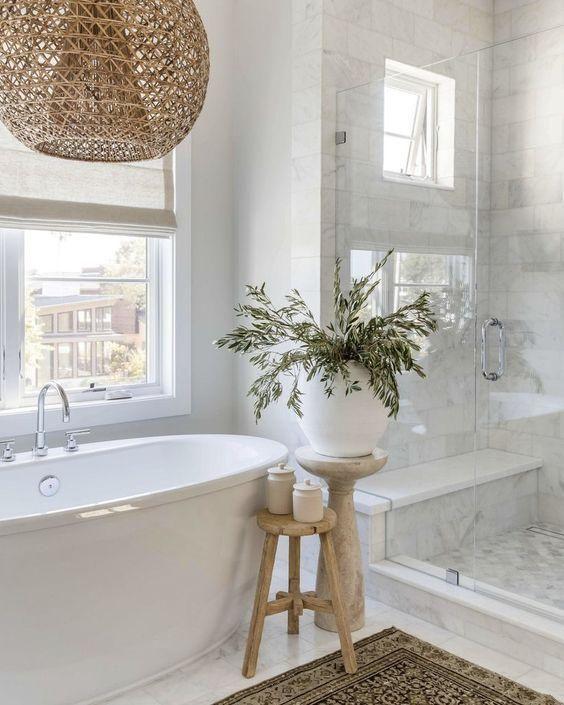 Beautiful bathroom design ideas for 2024, with transitional style bathrooms, master and small bathroom designs, decor ideas, vanity trends, modern coastal bathrooms, elegant powder rooms, shower tile ideas, narrow bathroom designs, and more - the life styled co