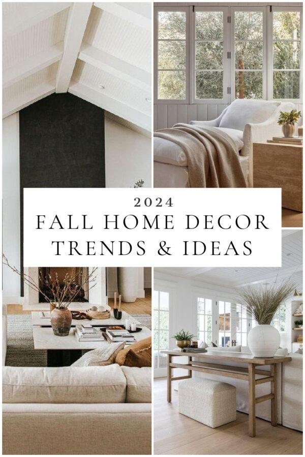 Beautiful modern fall decor ideas and design trends for 2024, with autumn room inspiration, color ideas, and tips for creating a cozy, warm aesthetic in the living room, bedroom, kitchen, bathroom, entryway, and home!