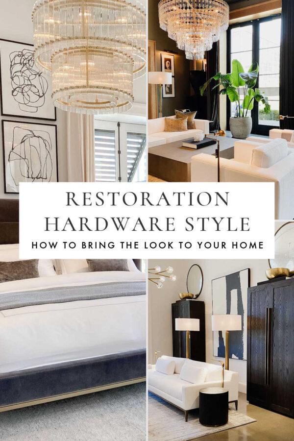 How to bring the Restoration Hardware look to your living room, bedroom, entry, dining room, and home in 2025, with decor ideas, warm neutral interior design inspiration, and modern minimal style spaces