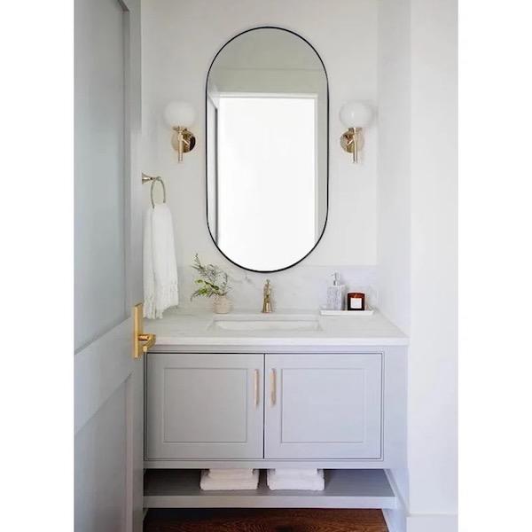 Beautiful small bathroom design with oval mirror - wayfair sale