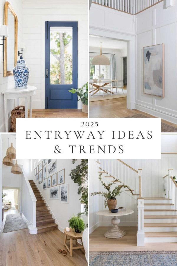 Beautiful entryway ideas and trends for 2025, with decor ideas, entry way table ideas, lighting, rugs, artwork, small entryways, foyer design inspiration images, and more!