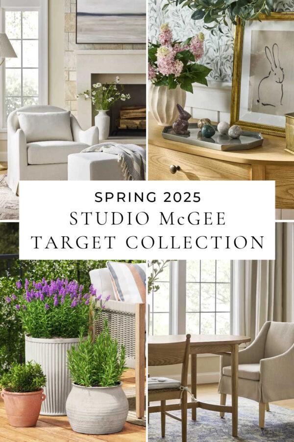 A look at the new Studio McGee Target Collection, with launch date and favorites in spring home decor, front porch decor, wreaths, table decor, wall art, pillows, trees, and more!