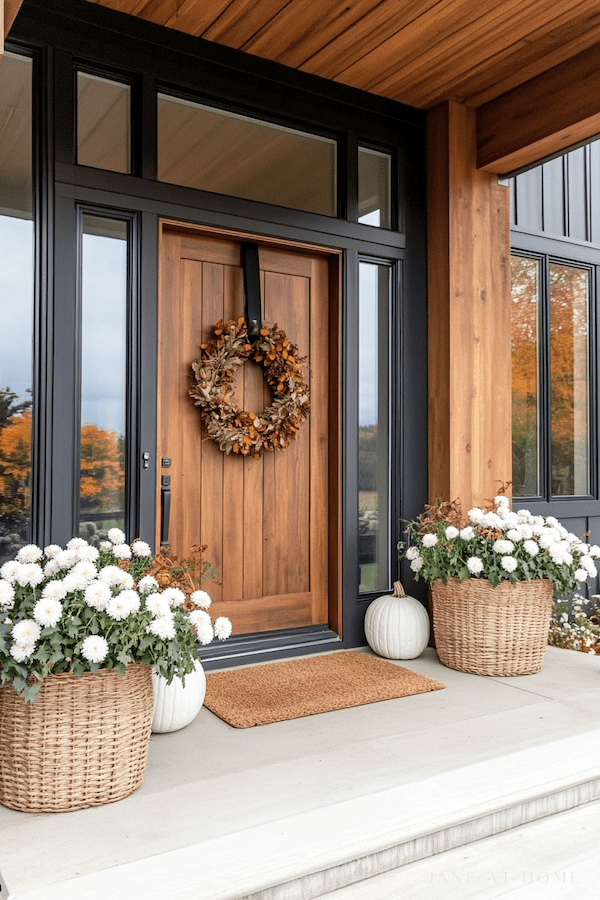 Beautiful fall front porch decor ideas for 2024, with decorating tips and designer inspiration to bring a welcoming touch of autumn to your porch, patio, and entry - jane at home - modern fall front porch