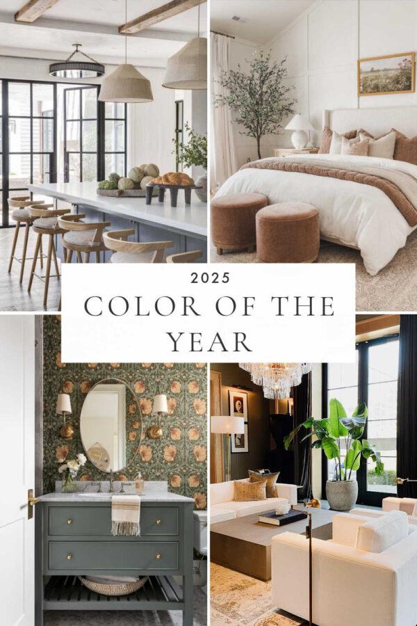 A look at the 2025 Color of the Year from Pantone, Sherwin Williams, Benjamin Moore, Behr, Valspar, and more, with beautiful decor trends and ideas for using the top paint colors in your home