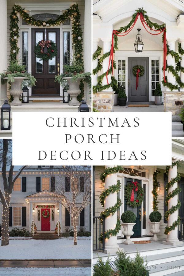 Beautiful Christmas porch decor ideas for 2024, with wreaths, planters, garlands, and outdoor decorating inspiration to bring a welcoming touch of the holiday season to your front porch and home - Jane at Home