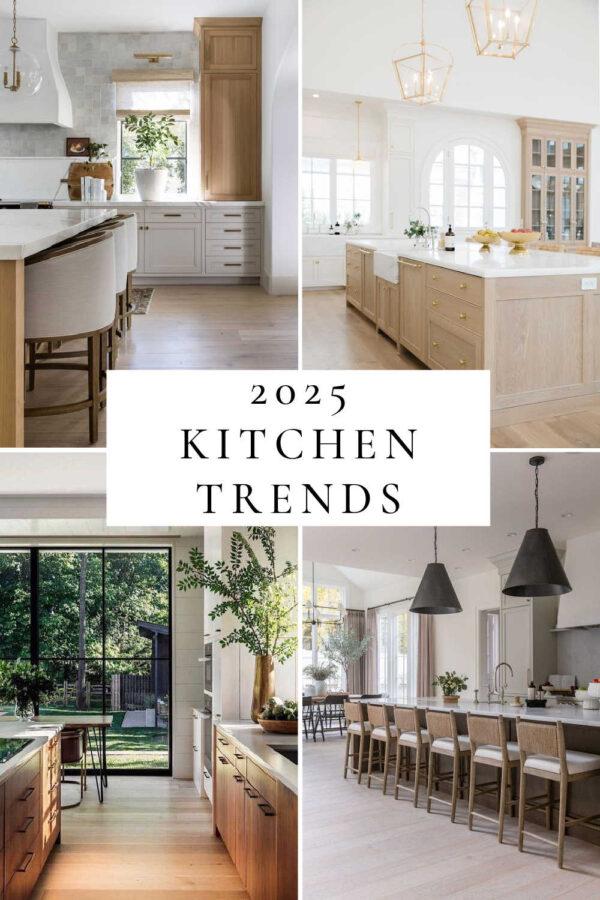 Beautiful kitchen ideas and design trends for 2025, with decor, lighting, two tone cabinets, colors, backsplash ideas, small kitchen ideas, remodel inspiration, warm wood kitchens, timeless coastal spaces, modern farmhouse style, dream Scandinavian kitchens, and more!