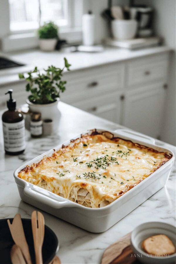 The best creamy stacked chicken enchilada recipe with green sauce, sour cream, tortillas, and lots of cheese. So quick and easy--perfect for weeknight dinners or feeding a crowd! - Jane at Home