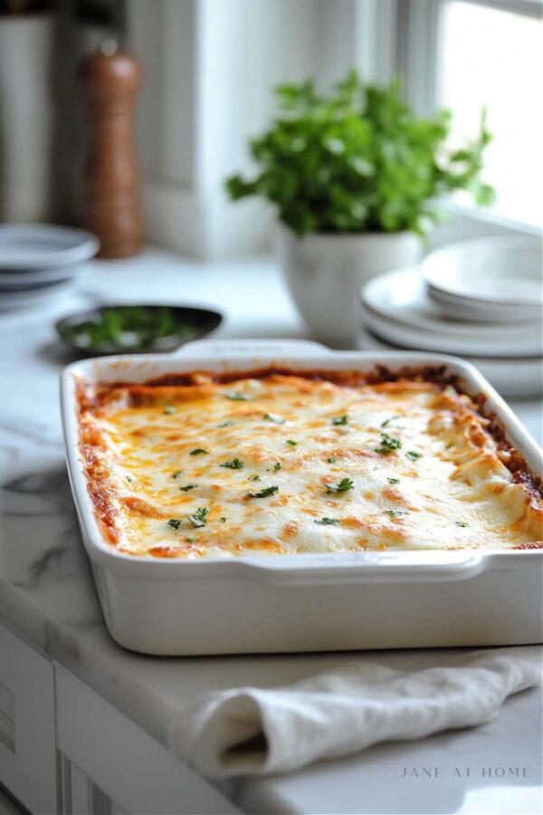 The best creamy stacked chicken enchilada recipe with green sauce, sour cream, tortillas, and lots of cheese. So quick and easy--perfect for weeknight dinners or feeding a crowd! - Jane at Home