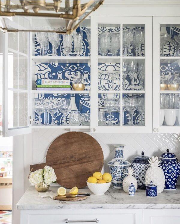 Beautiful blue and white accents in the kitchen - honey and fitz - dina holland