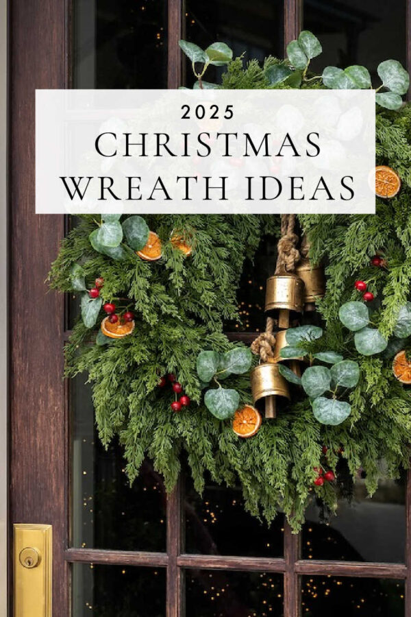 Beautiful Christmas wreath and garland ideas for the front door and home, with simple holiday decor tips and inspiration for the mantel and front porch!