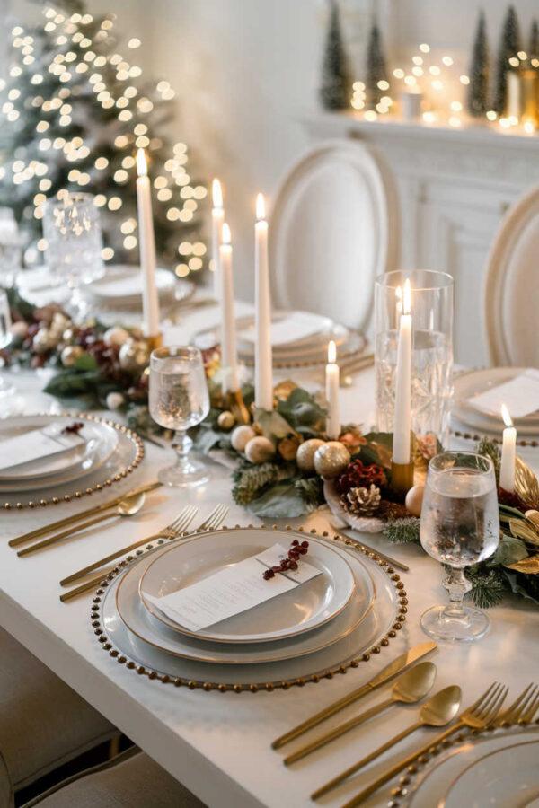 Beautiful Christmas table setting ideas, tablescapes, dining table decor, centerpieces, place settings, and simple holiday table decorations for 2024 - jane at home