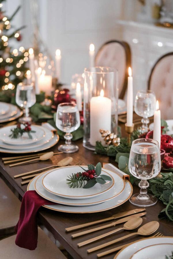 Beautiful Christmas table setting ideas, tablescapes, dining table decor, centerpieces, place settings, and simple holiday table decorations for 2024 - jane at home