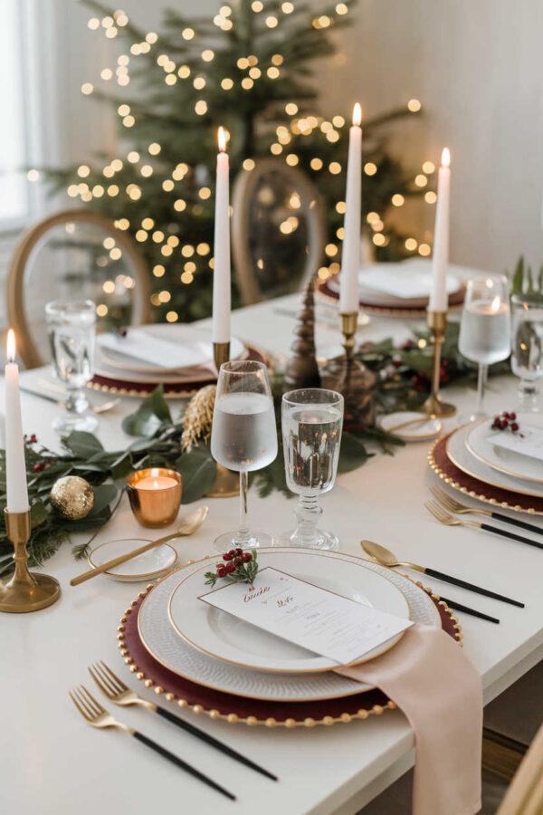 Beautiful Christmas table setting ideas, tablescapes, dining table decor, centerpieces, place settings, and simple holiday table decorations for 2024 - jane at home