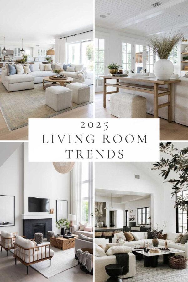 Beautiful living room ideas and trends for 2025, with warm neutral spaces, elegant living room design inspiration, coffee table decor, small living room decorating ideas, modern organic living rooms, long livingroom layouts, coastal spaces, and more!