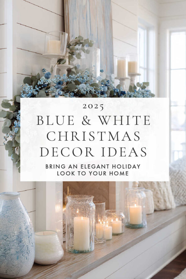 Bring timeless elegance to your home this holiday season with beautiful blue and white Christmas decor ideas. Get inspiration for decorating trees, mantels, tablescapes, entryway tables, front porches, bedrooms, and more.