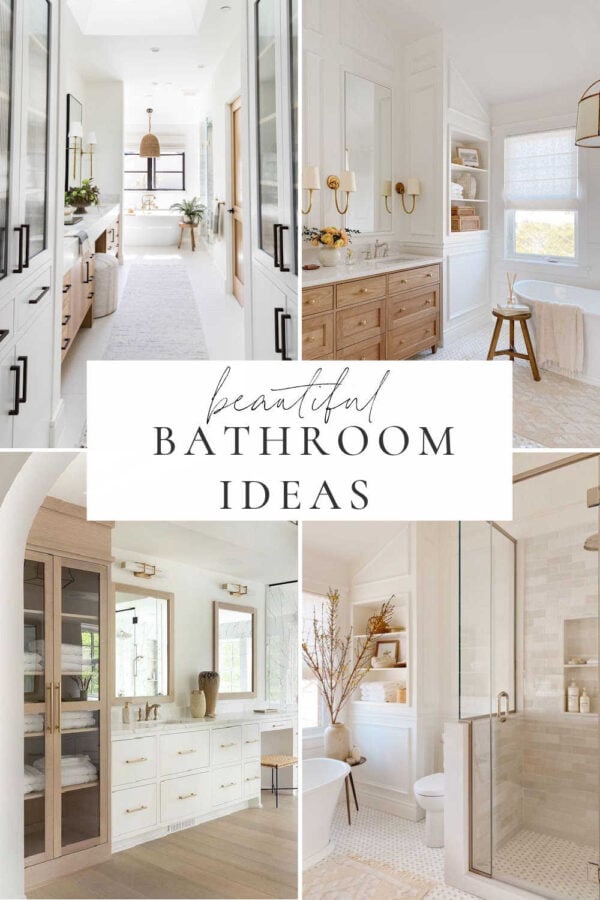 Beautiful bathroom design ideas for 2025, with master and small bathrooms, designer inspiration, organic modern bathrooms, decor ideas, bathroom vanity ideas, powder bath ideas, shower tile combinations, and more