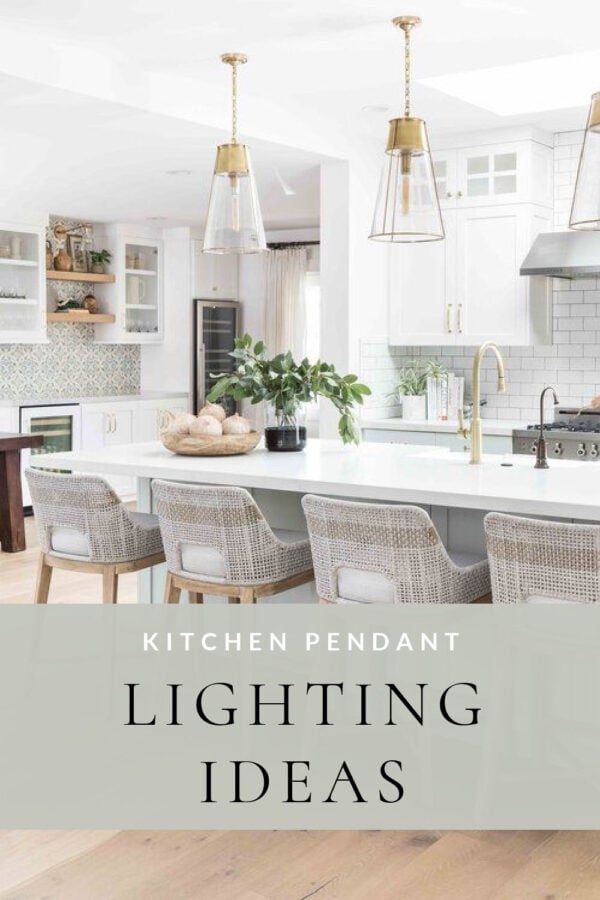Beautiful kitchen pendant lighting ideas and 2025 trends, with dream kitchen design inspiration, height guidelines, and tips for choosing light fixtures for large and small kitchen islands!