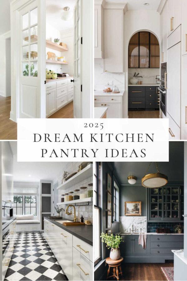 Beautiful kitchen pantry ideas and inspiration, from walk-in pantries and L-shaped layouts to butler's pantries and small kitchen organization, including modern pantry ideas, decor tips, and dream pantry designs for your remodel or new home!