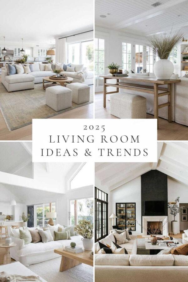 Beautiful living room ideas and trends for 2025, with decor and design inspiration, cozy small living room ideas, warm neutral modern organic spaces, long livingroom layouts, coastal family rooms, and more!