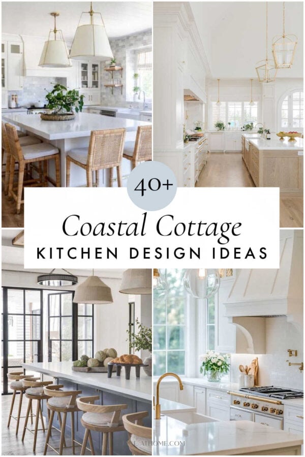 Coastal kitchen design ideas for 2025, with small kitchen ideas, lighting, cabinet color trends, warm white kitchens, cottage, beach house, and Hamptons style kitchens, remodel inspiration, two tone cabinets, modern backsplash ideas, decor, and more!