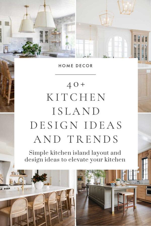 Beautiful kitchen island ideas and design trends for 2025, with two tone kitchen cabinets, small kitchen ideas, kitchen remodel inspiration, timeless kitchen ideas, warm white and wood kitchen cabinets, coastal kitchens, modern farmhouse style, kitchen decor, cozy kitchens, kitchen layout tips, lighting, 2025 kitchen cabinet color trends, kitchen islands with shelves, and more! 