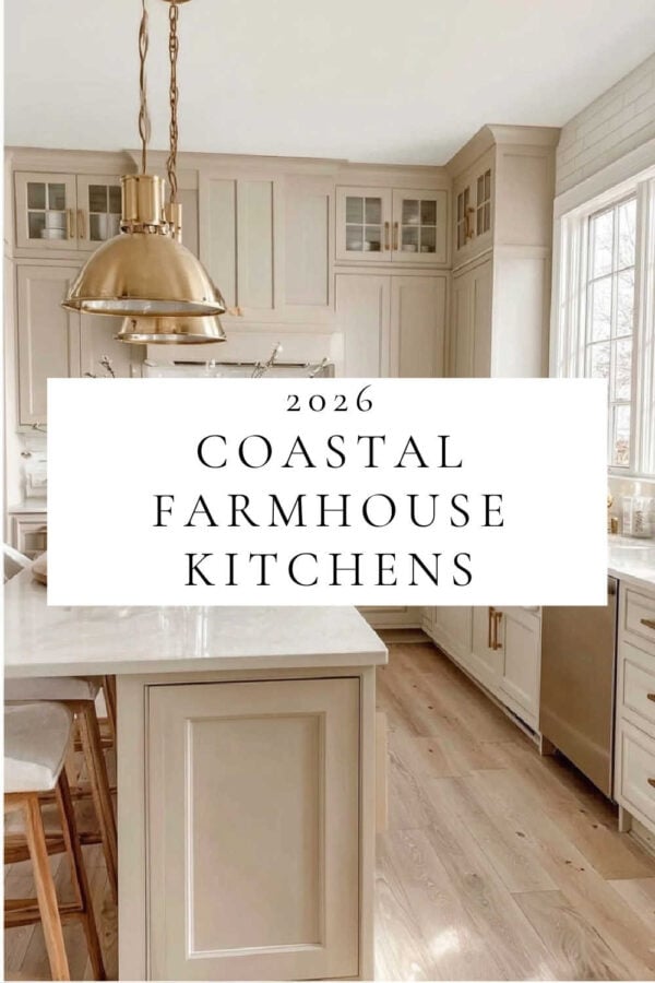 With its light and airy aesthetic, coastal farmhouse interior design perfectly blends coastal and modern farmhouse styles, with decor ideas and timeless inspiration for the living room, bedroom, kitchen, bathroom, entry, porch, and every room in the home!