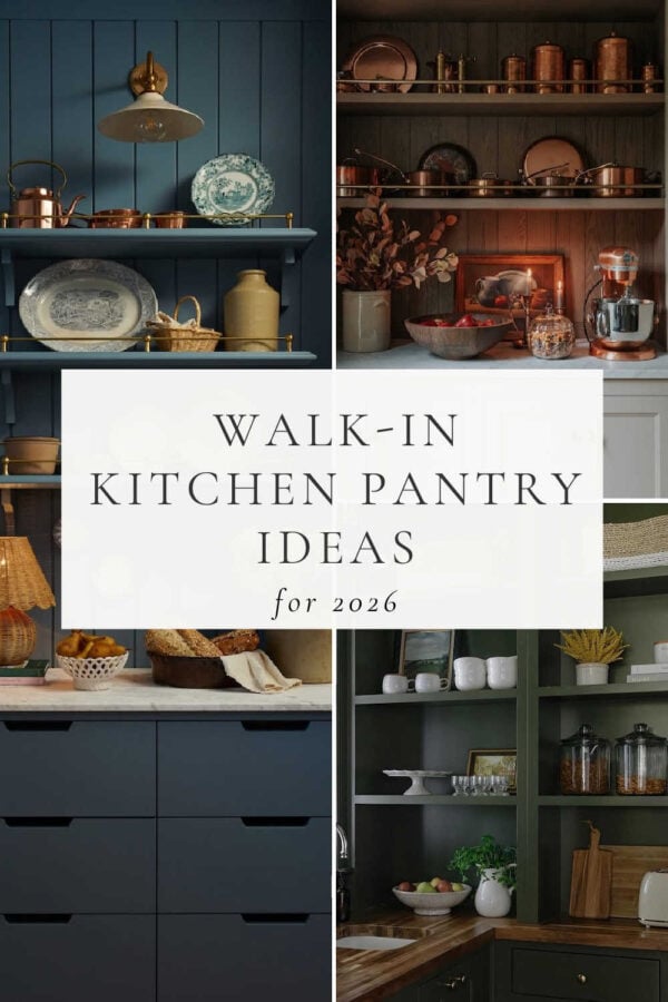 Beautiful kitchen pantry ideas and inspiration, from walk-in pantries and L-shaped pantry layouts to butler's pantries and small kitchen organization, including modern pantry ideas, decor tips, and dream pantry designs for your remodel or new house kitchen!