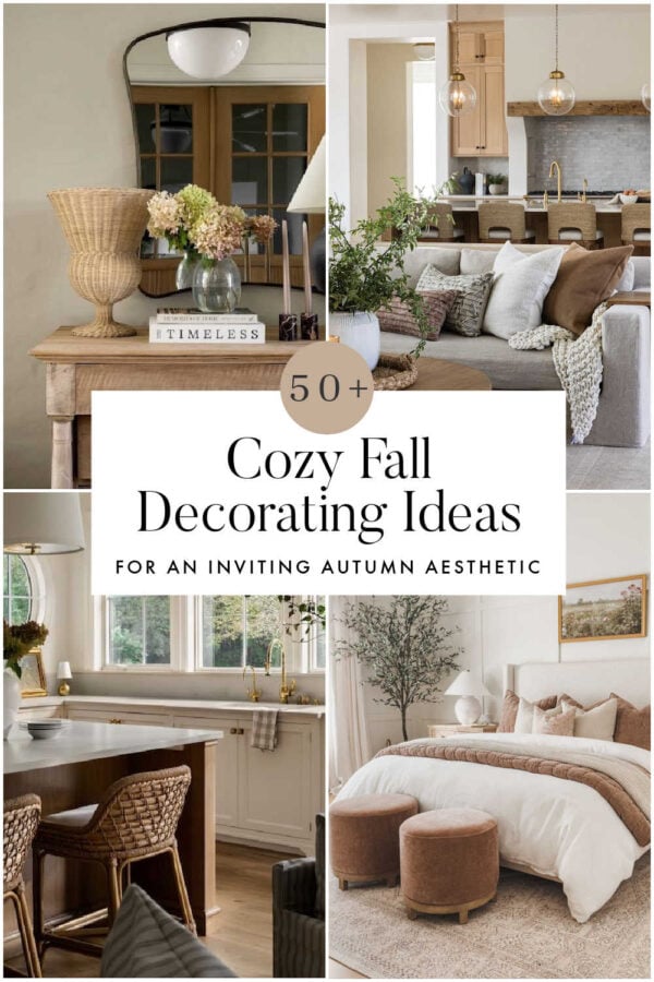 Beautiful fall decor ideas for a cozy and warm aesthetic in the bedroom, living room, kitchen, mantel, and every room in the home, with easy decorating tips and style inspiration for autumn 2025!