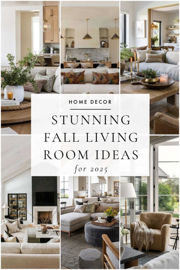 Beautiful fall living room decor ideas, with inspiration for styling your living room with warm and inviting autumn colors, coffee table decor, and cozy accents