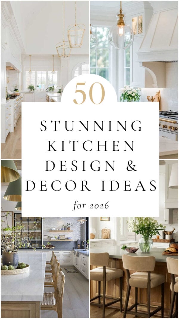 Beautiful kitchen ideas for 2026, with classic timeless kitchen design and decor, two tone kitchen cabinets, warm white kitchens, modern kitchens, small kitchen ideas, kitchen remodel inspiration, coastal kitchen designs, modern farmhouse style, dream kitchen pantry inspiration, backsplash ideas, mixed metals, and more!