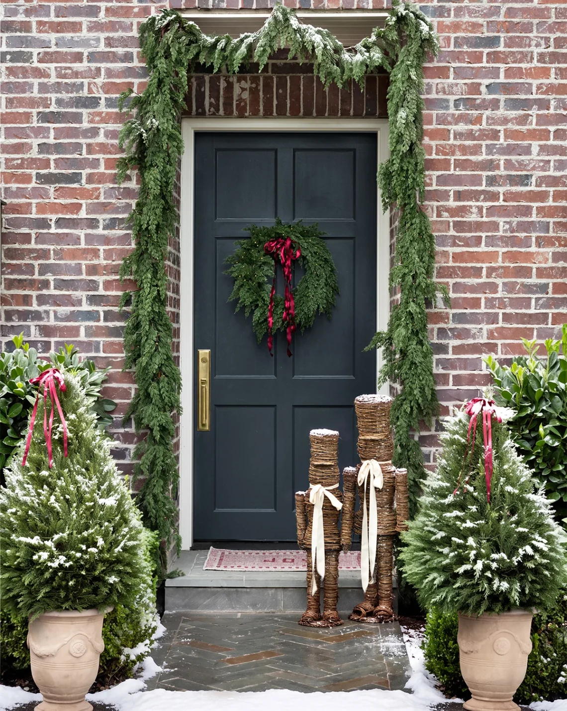 Christmas holiday front porch decor front door wreath