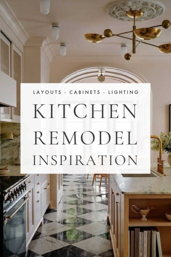 Beautiful kitchen remodel ideas and inspiration, with layouts, European farmhouse style, cabinet trends, lighting, islands, mixed metal finishes, and more.
