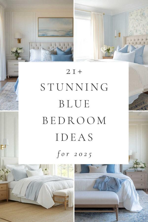 Stunning blue bedroom ideas and inspiration, with light blue bedrooms, navy blue spaces, blue and white bedrooms, small rooms, luxurious master bedrooms, modern coastal decor, and designer tips to create a cozy and stylish retreat