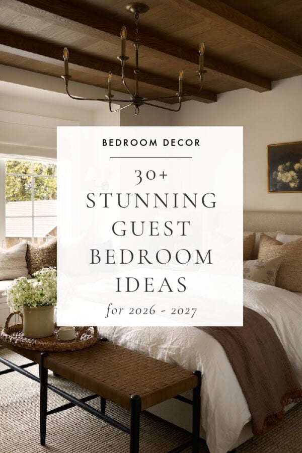 Beautiful guest room ideas, decorating inspiration, prep tips, cozy bedding, and hotel-style touches to transform a small bedroom into a welcoming retreat that will make your visitors feel at home.