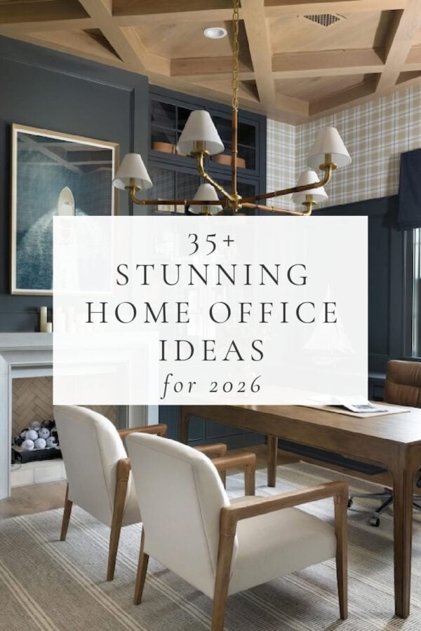 Dozens of stunning home office decor ideas for 2026, with designer inspiration photos and tips on how to design, set up, organize, and decorate a beautiful and functional home office, work space, homeschool room, teen homework area, or bedroom desk - mindy gayer