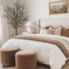 Love this beautiful bedroom design with a warm aesthetic and neutral bedding and decor - alexis andra austin