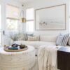 Love this beautiful living room design with soft neutral tones, furniture and decor - small living room decor - coastal living rooms - modern coastal style - beach house interior design - pure salt interiors